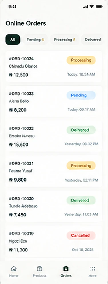 inkeep app — Orders